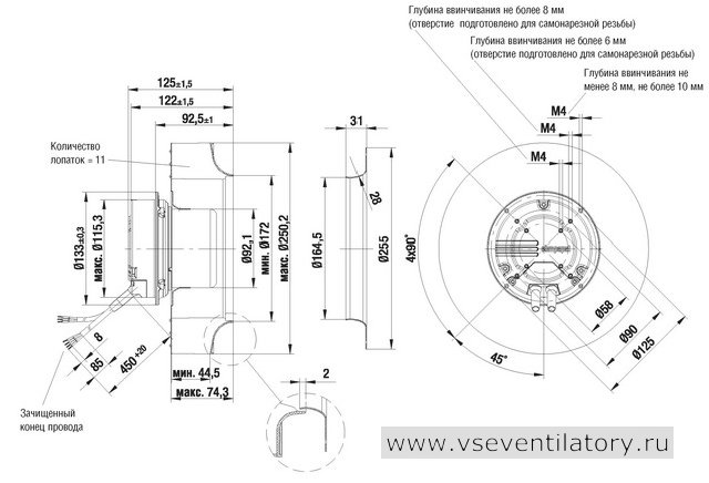 EBMPAPST (ЭБМ ПАПСТ) центробежный вентилятор R3G250-AH52-01