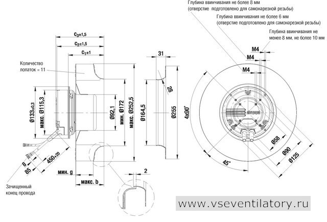 Каталог EBMPAPST (ЭБМ ПАПСТ) купить вентилятор R3G250 AM50 01 EBMPAPST (ЭБМ ПАПСТ) центробежный вентилятор R3G250-AM50-01